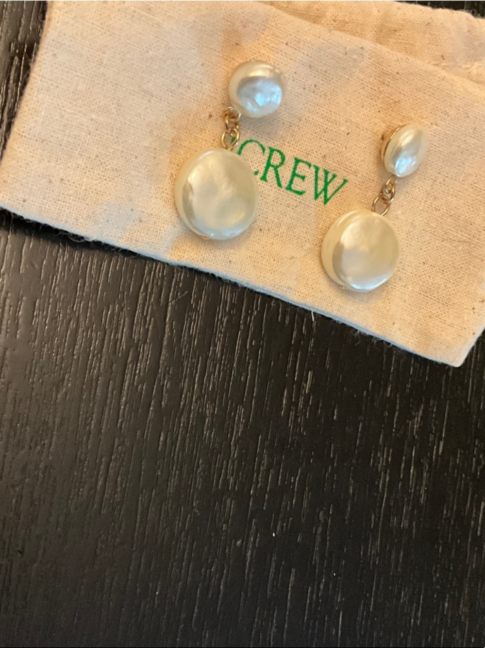 J. Crew Gold and Cream Double Pearl Drop Earrings